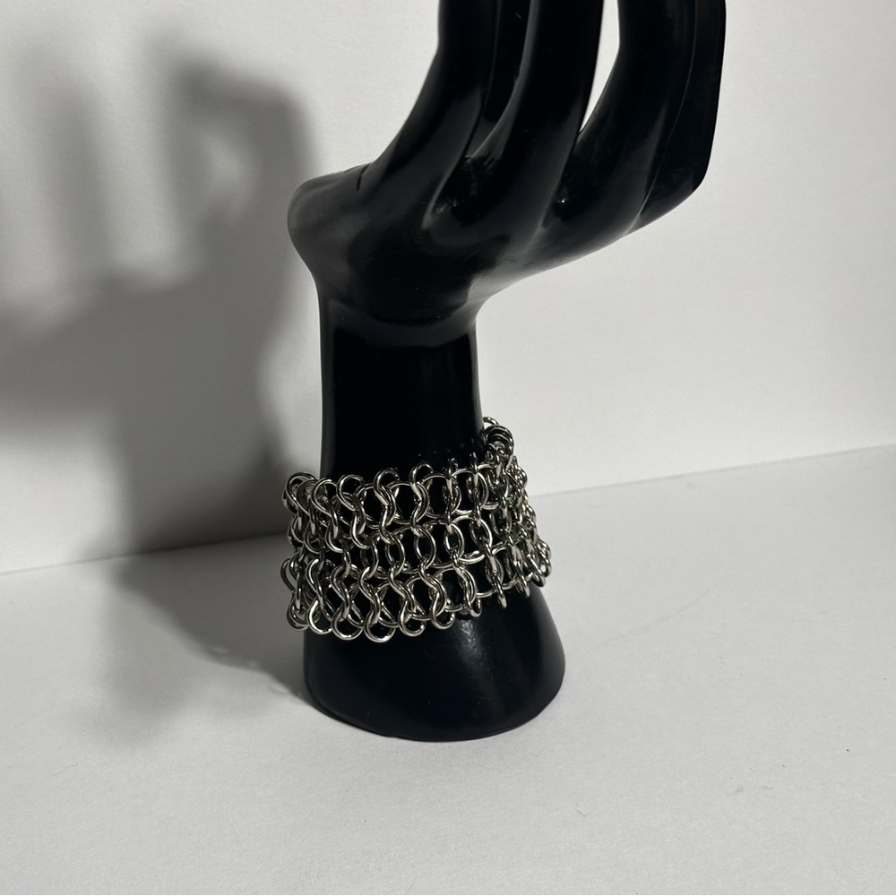 Gothic Chain Maille Chainmail Bracelet Interlocking Rings Medieval Castlecore - Picture 5 of 9